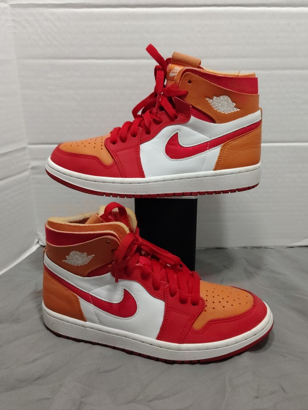 Air Jordan 1 Mid High Zoom Air, Women # 8 US, CMFT Fire Red Hot Curry - Picture 1 of 10